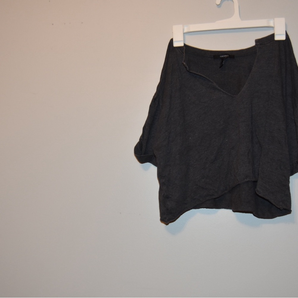 Forever 21 Black Boxy Crop Blouse